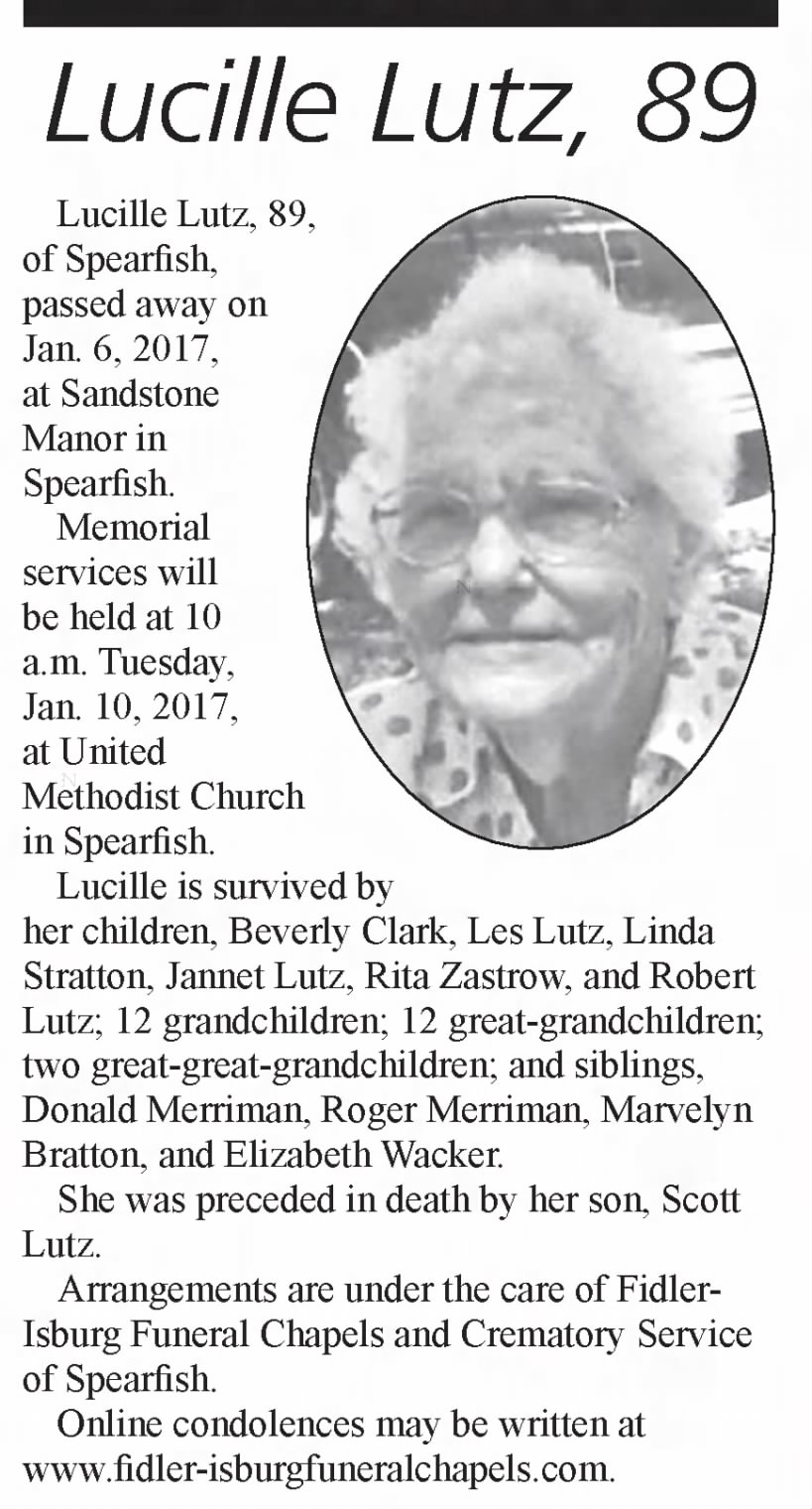 Obituary for Lucille Lutz