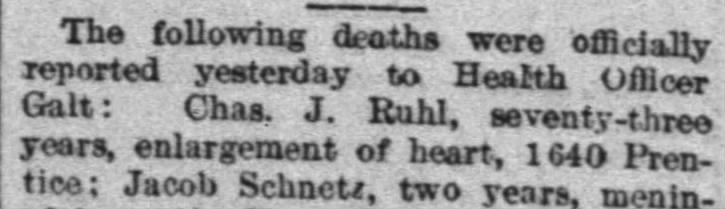 Charles J. Ruhl Death Notice