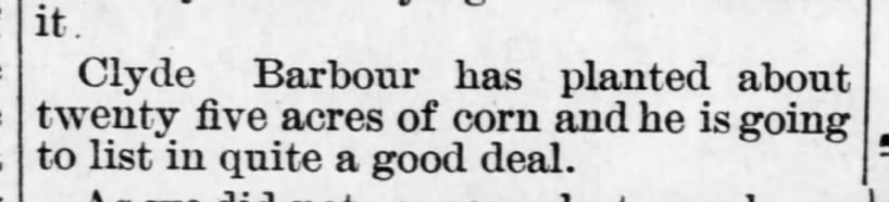 Clyde Barbour plants corn