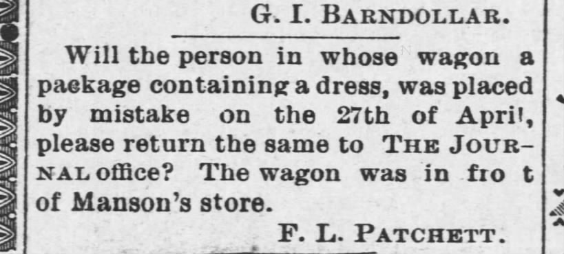 Fanelia Patchett searches for dress accidentally placed in wrong wagon