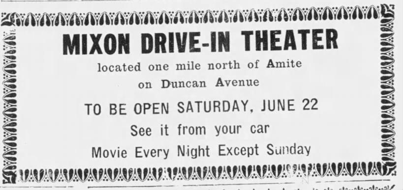 Grand opening (?) ad for the Mixon Drive-In