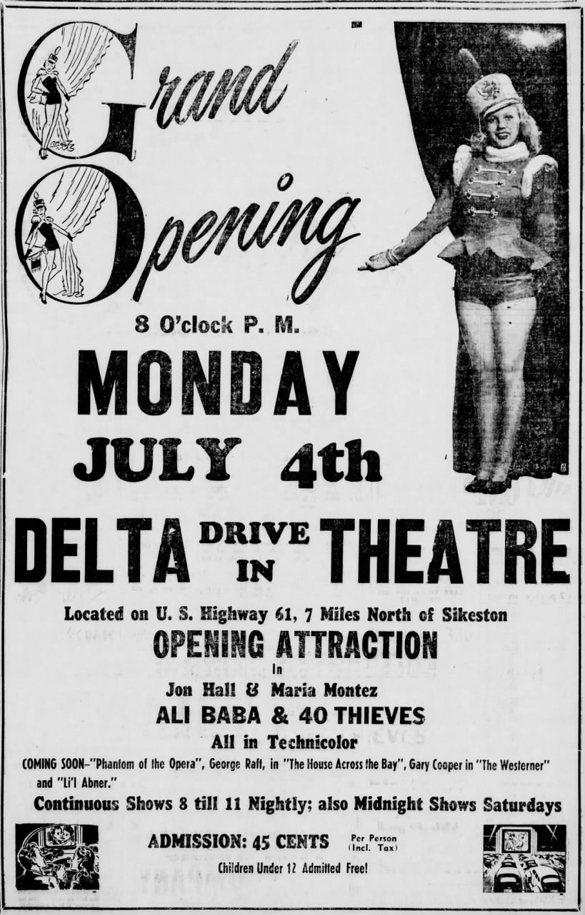 Delta Drive-In grand opening ad