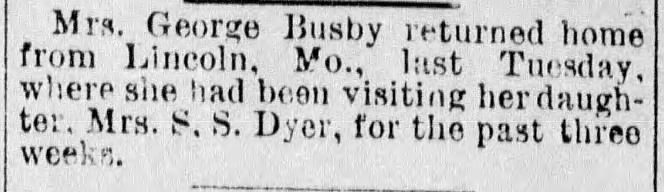 Margaret Lunney Busby visits daughter