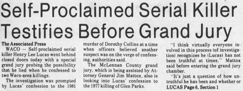 Lucas testifies before Waco grand jury (page 1)