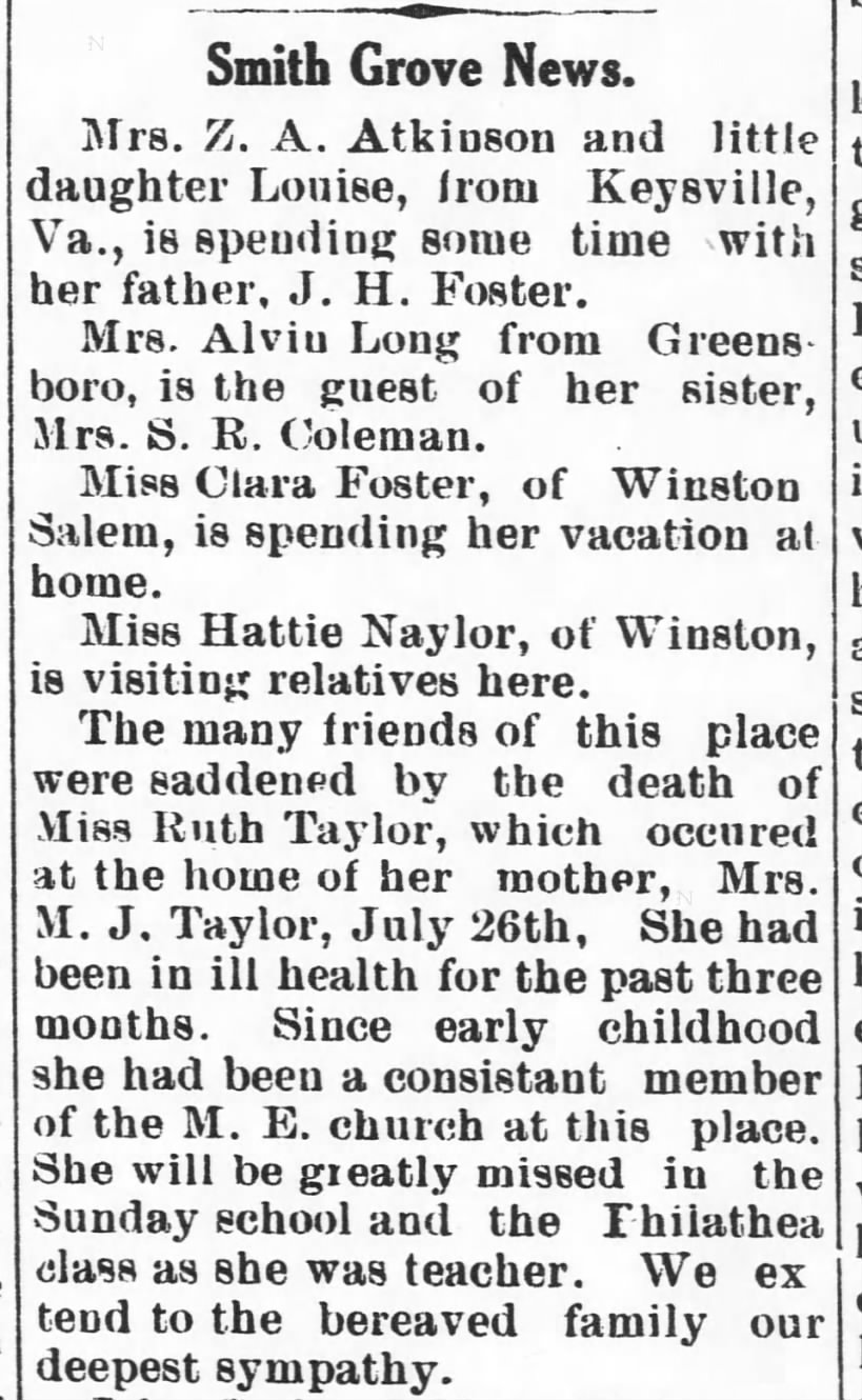 1915 death Ruth Taylor