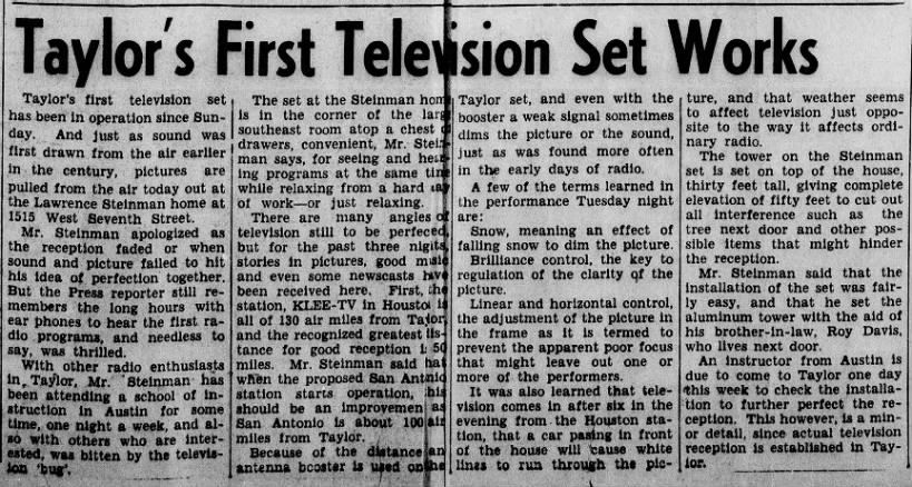 Taylor's First TV July 6 1949
