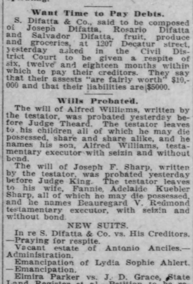 Times-Democrat N.O.La. 11 May 1912 DiFatta