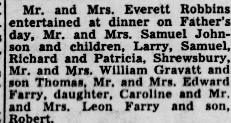 Father's day dinner at Everett Robbins 23 Jun 1949