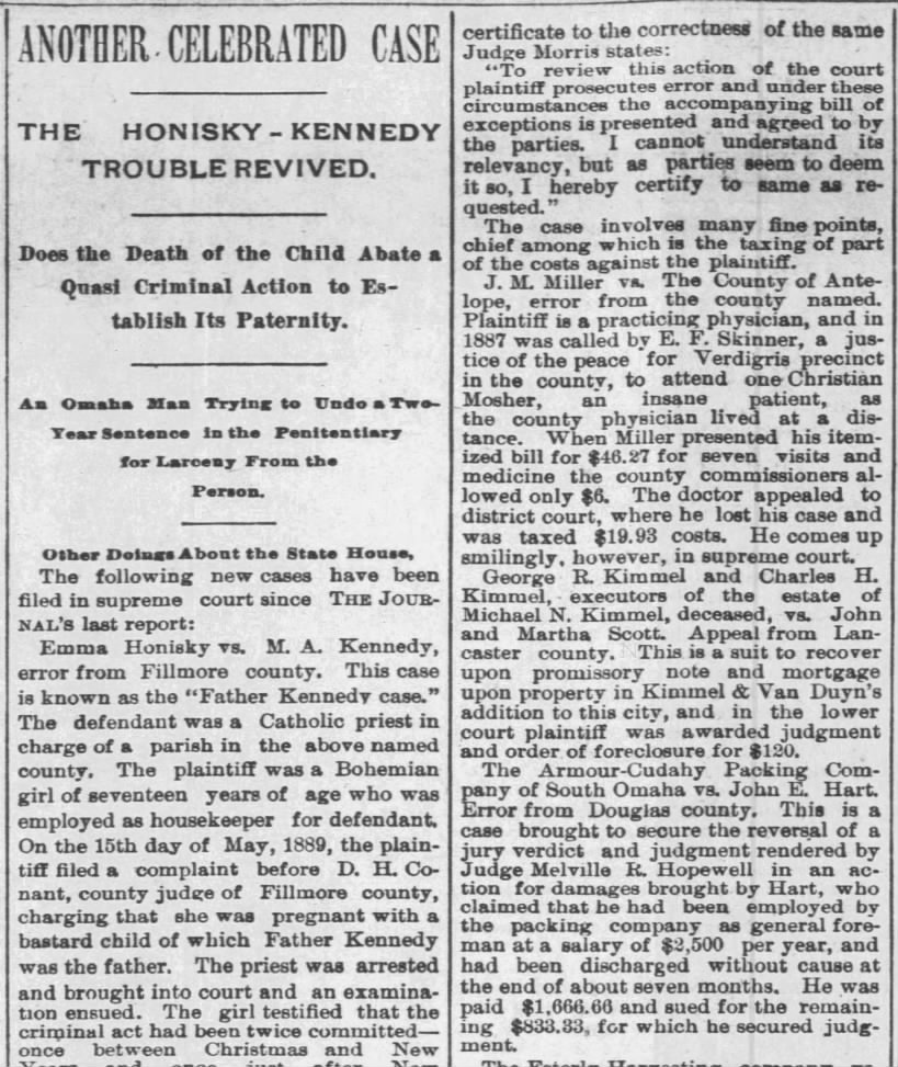 Emma Honisky court case 1890