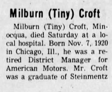 Obituary for Milburn Milburn Croft