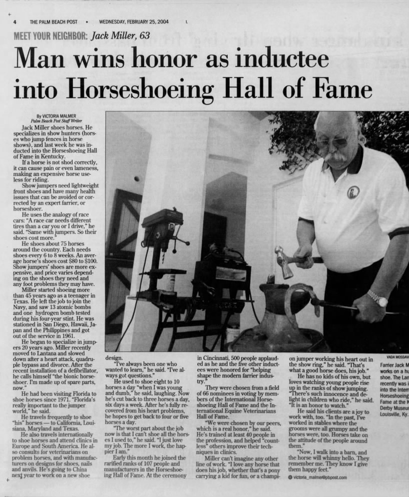 Jack Miller inducted into Hall of Fame
mentions a divorce 20 years previous