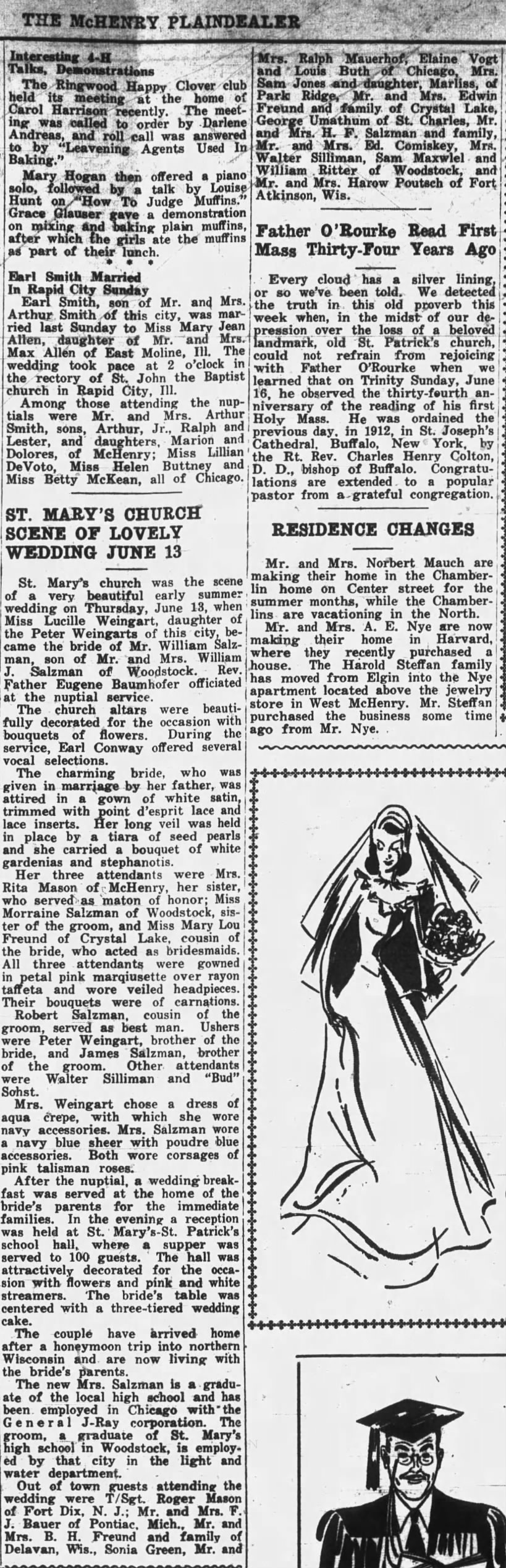 Earl Smith-Mary Jean Allen wedding, June 16, 1946.