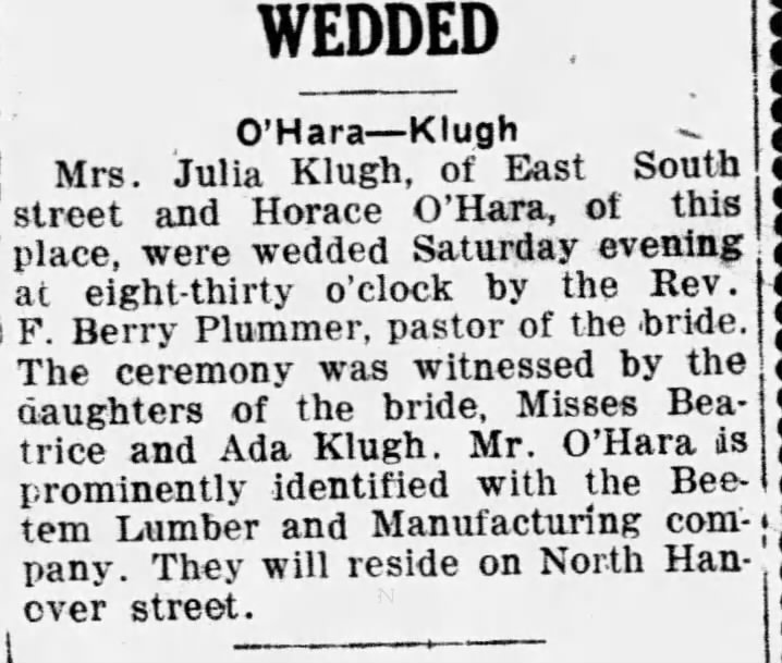 O'Hara - Klugh marriage