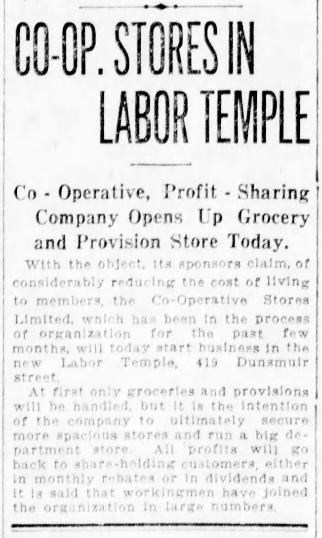 Co-op stores in Labor Temple 5Oct12