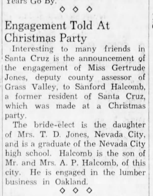 Sanford Halcomb & Gertrude Jones engagement