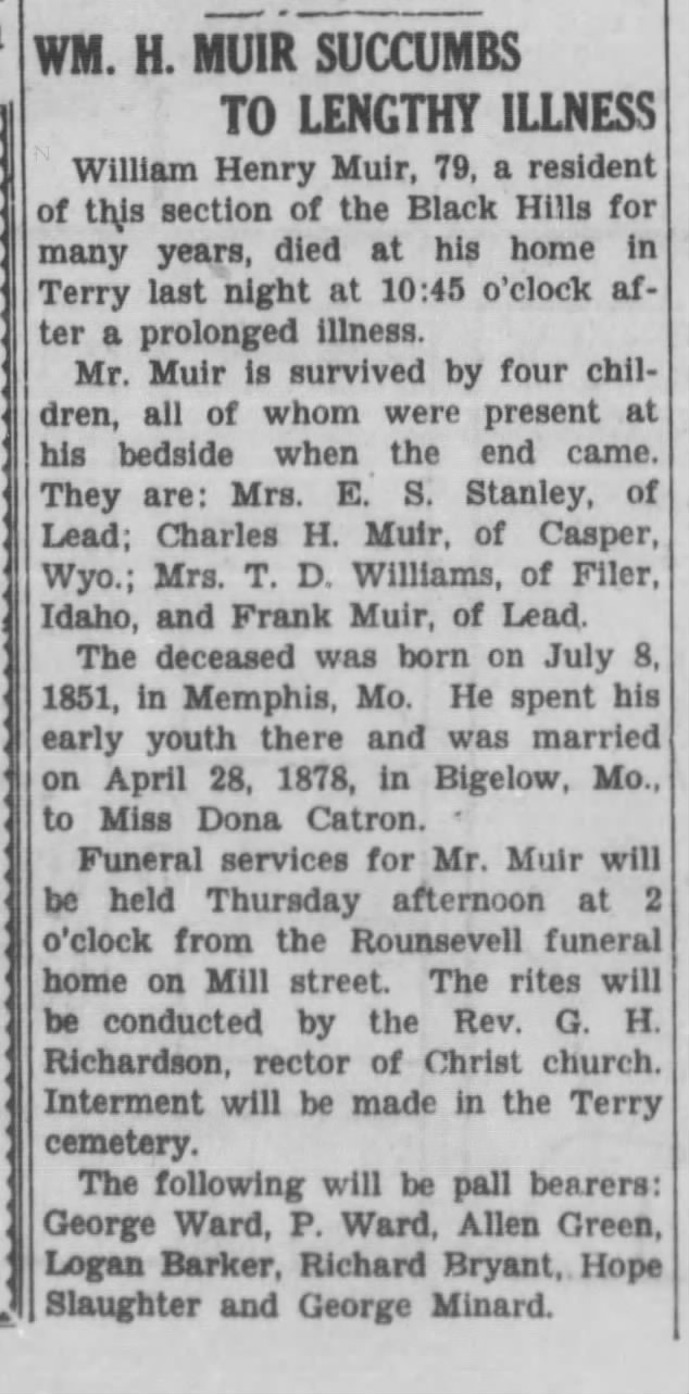 Muir Wm H
Black Hills Weekly 10.8.1930