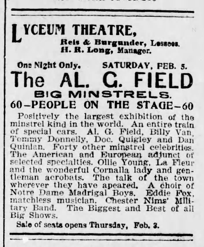 Al G Field Minstrels Lyceum Feb 4 1898 pg 6