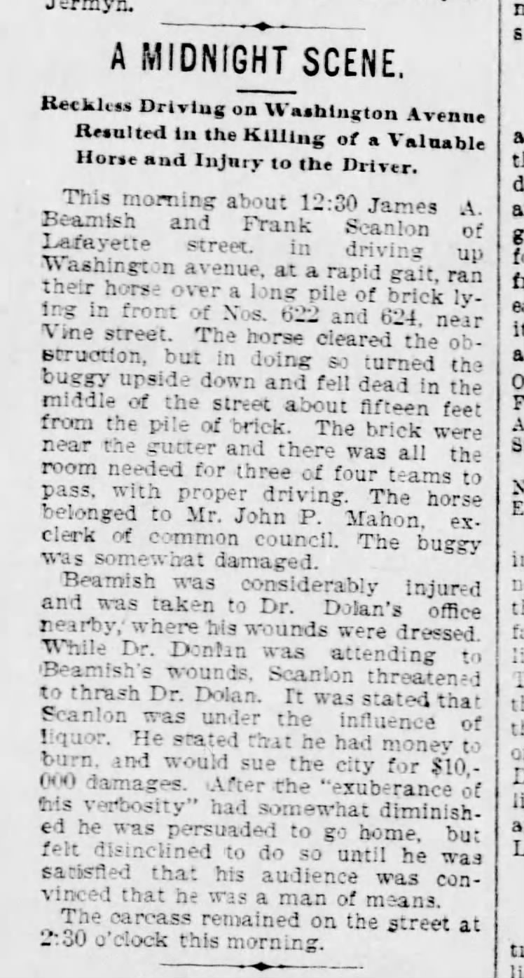 John P Mahon's Buggy in accident Scr Rep Jul 31 1896 pg 2