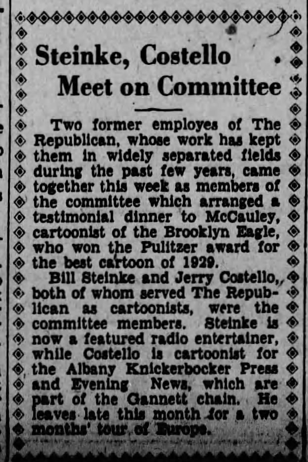 Jerry Costello & Bill Steinke on Committee together Scr Rep June 19 1930 pg 3
