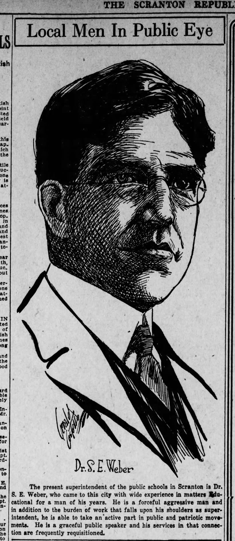 Jerry Costello Portrait of Dr. S E Weber Scr Rep Sep 24 1918 pg 6