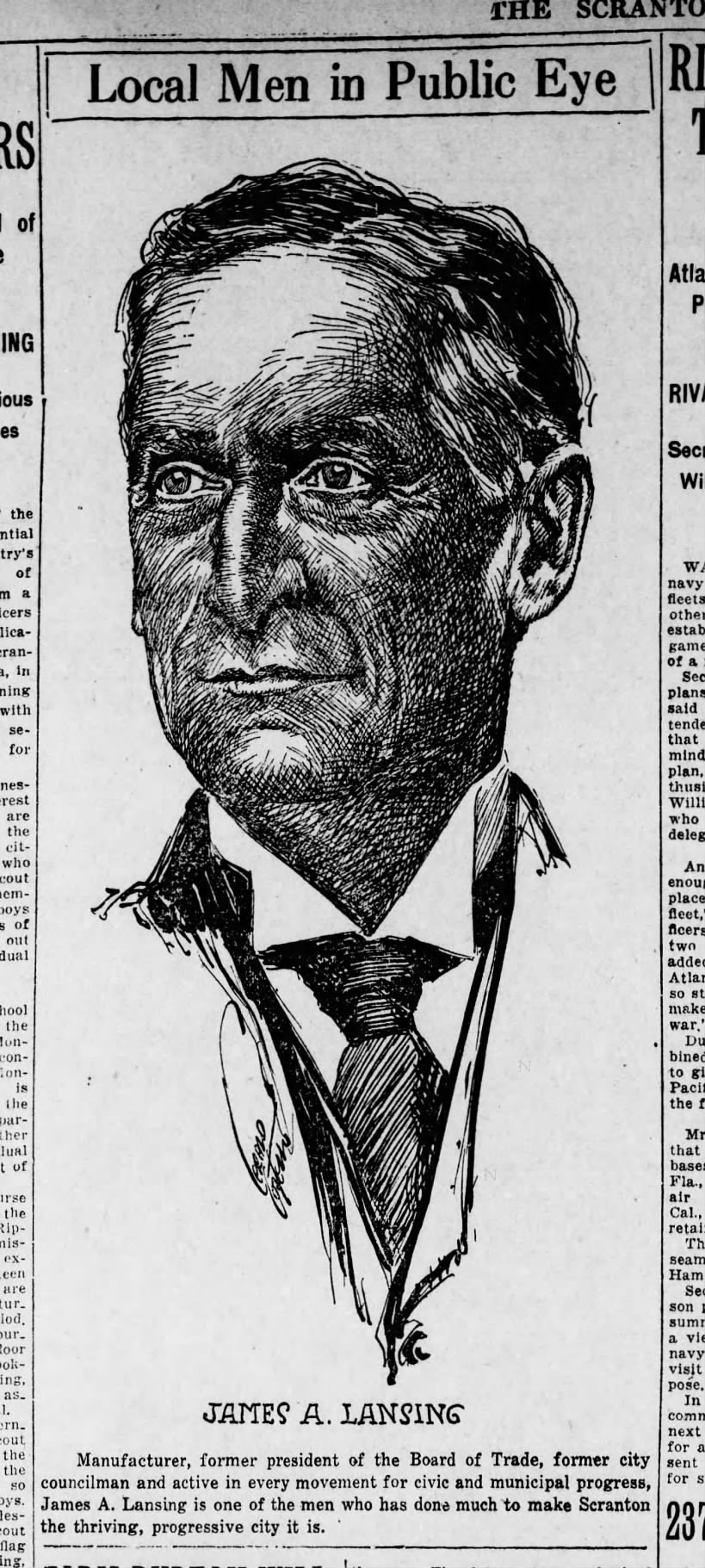 Jerry Costello Portrait of James A Lansing Scr Rep Jan 3 1919 pg 2