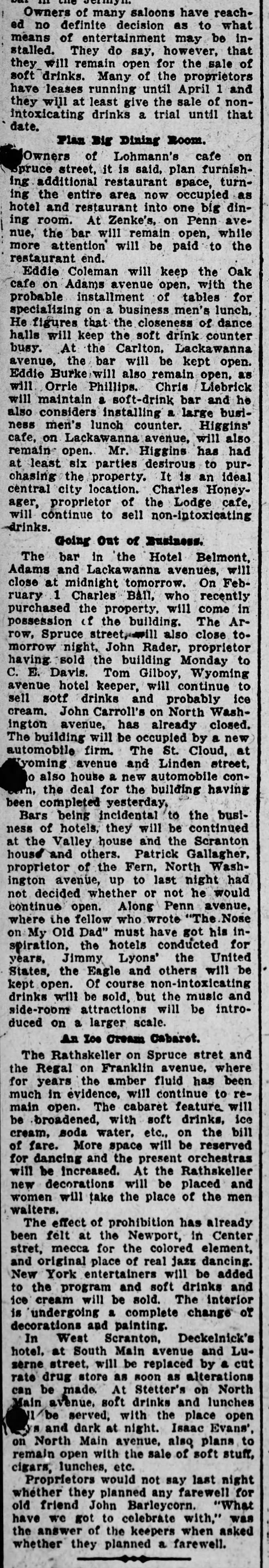 PWC Local Bars Oak Cafe Adjust to Prohibition Scr Rep Jan 15 1920 pg 13