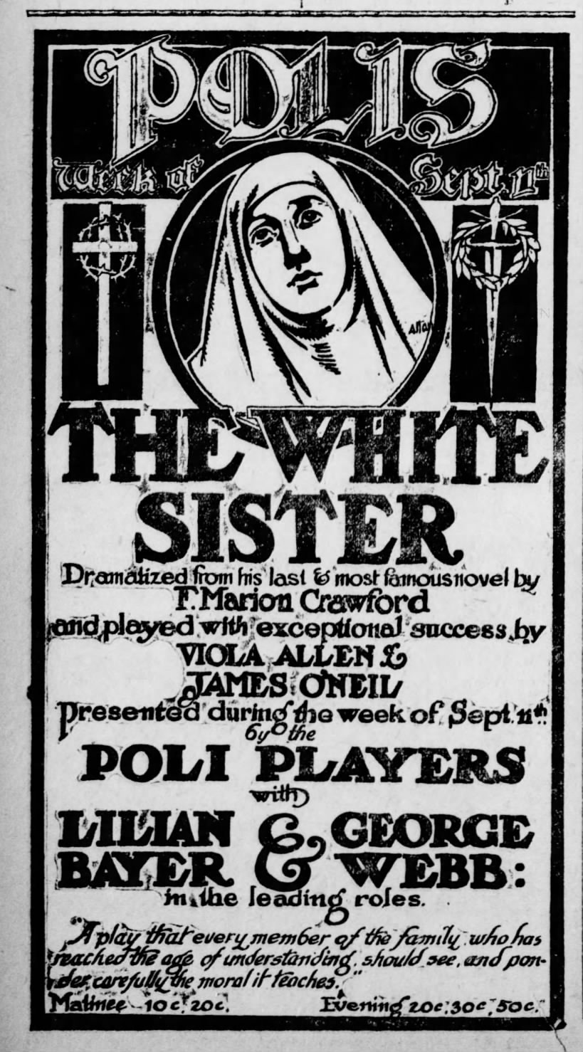 Sarah Farley Allan Ad Poli Theater White Sister Scr Truth Sep 11 1911 pg 8