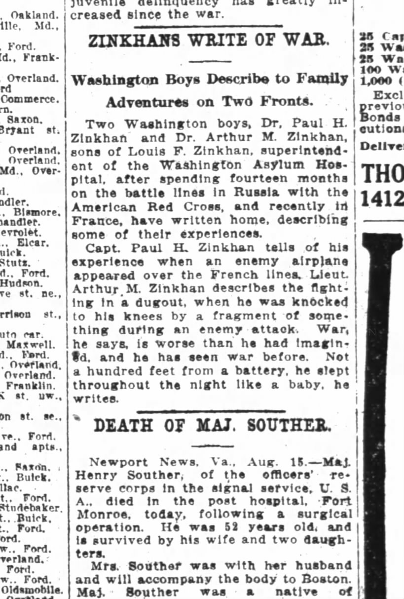 Washington Post 16 August 1917, page 9
