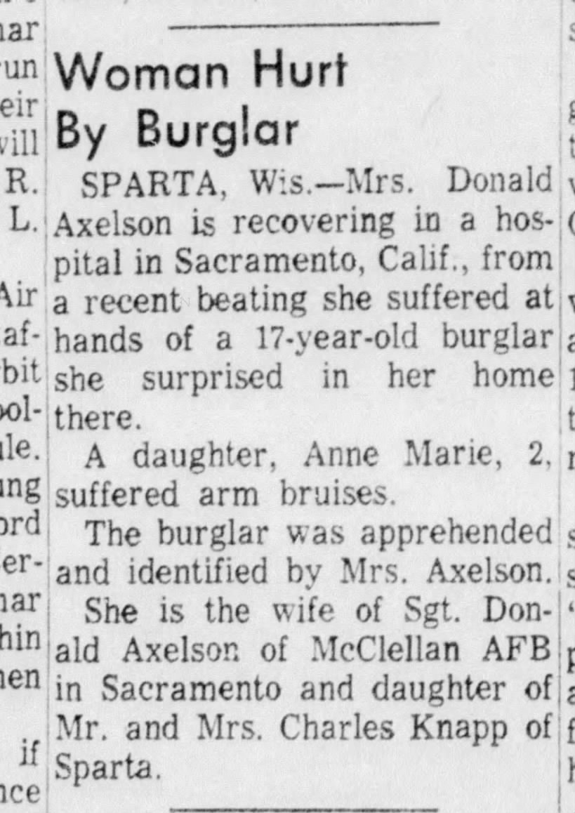 Assault on Nancy (Knapp) Axelson