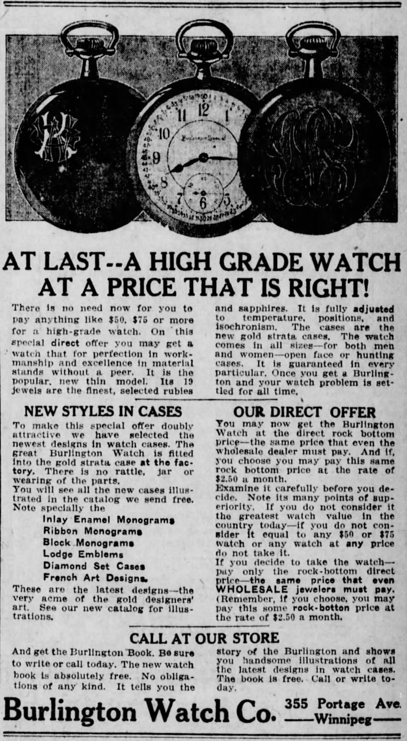 First Burlington Watch Advertisement in Canada Found (To Date)