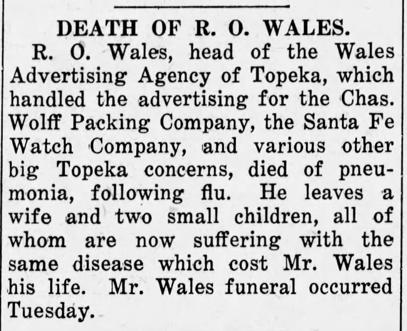 Death of R.O. Wales