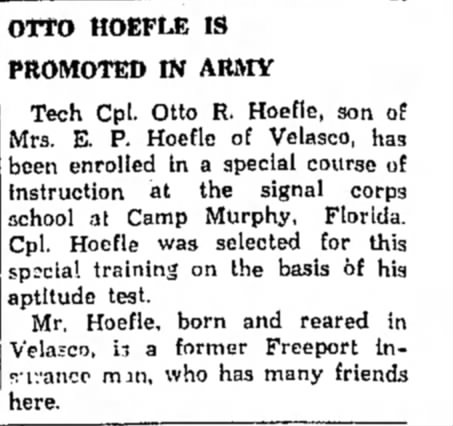 Otto Hoefle Promoted