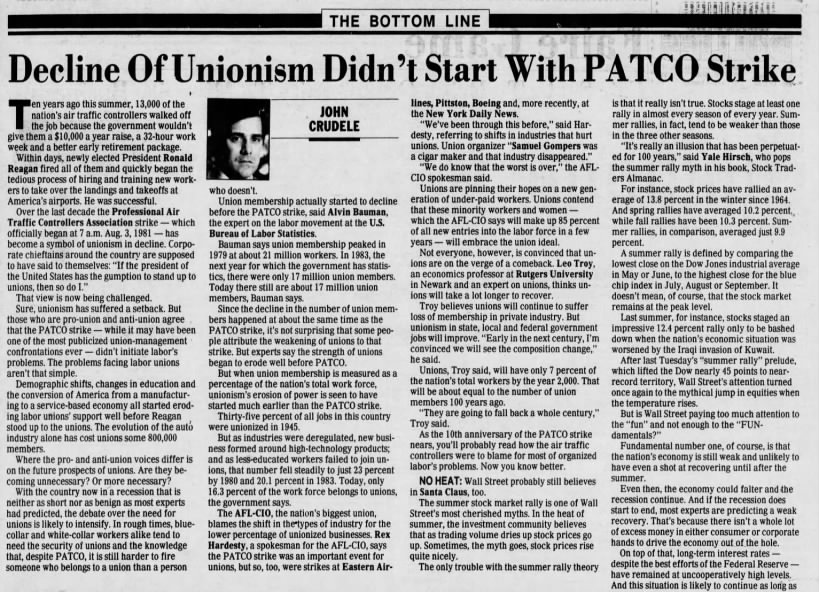 Decline Of Unionism Didn't Start With PATCO Strike