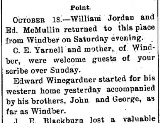 Edward Winegardner's return to western home.