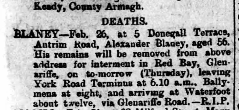 Death notice of great grandfather