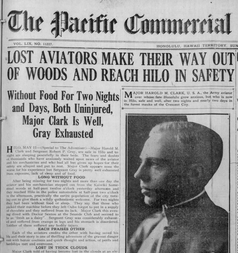 May 1918: First interisland aviators found safe