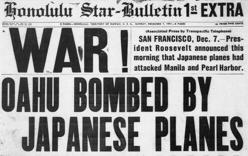 Dec. 7, 1941: Japan attacks U.S. forces in Pearl Harbor