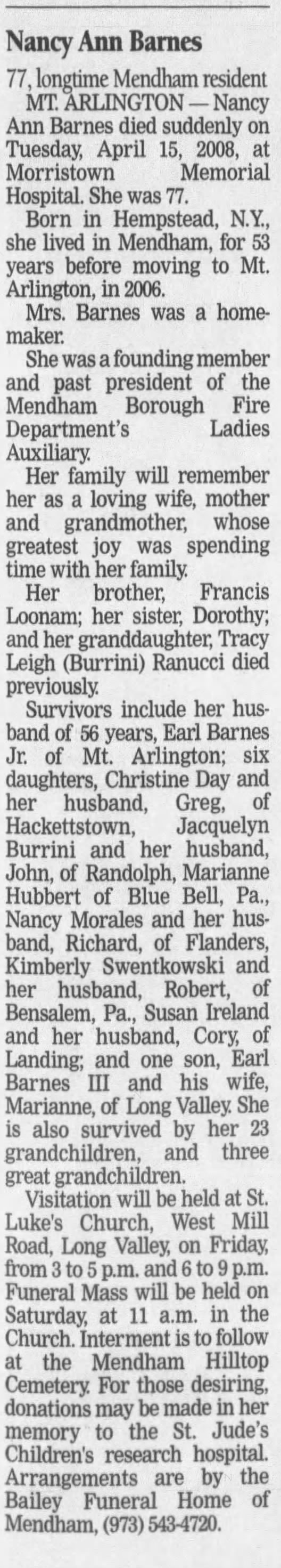 Obituary - Nancy Barnes (Loonam