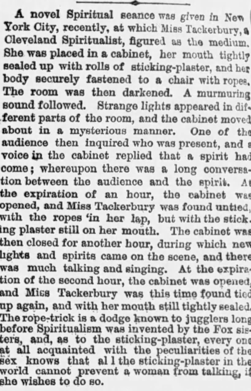 1872 Seance described in Tribune