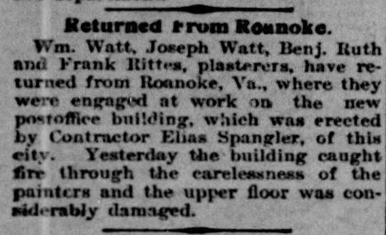 Brothers William H. Watt and Joseph Watt work in Roanoke, Virginia