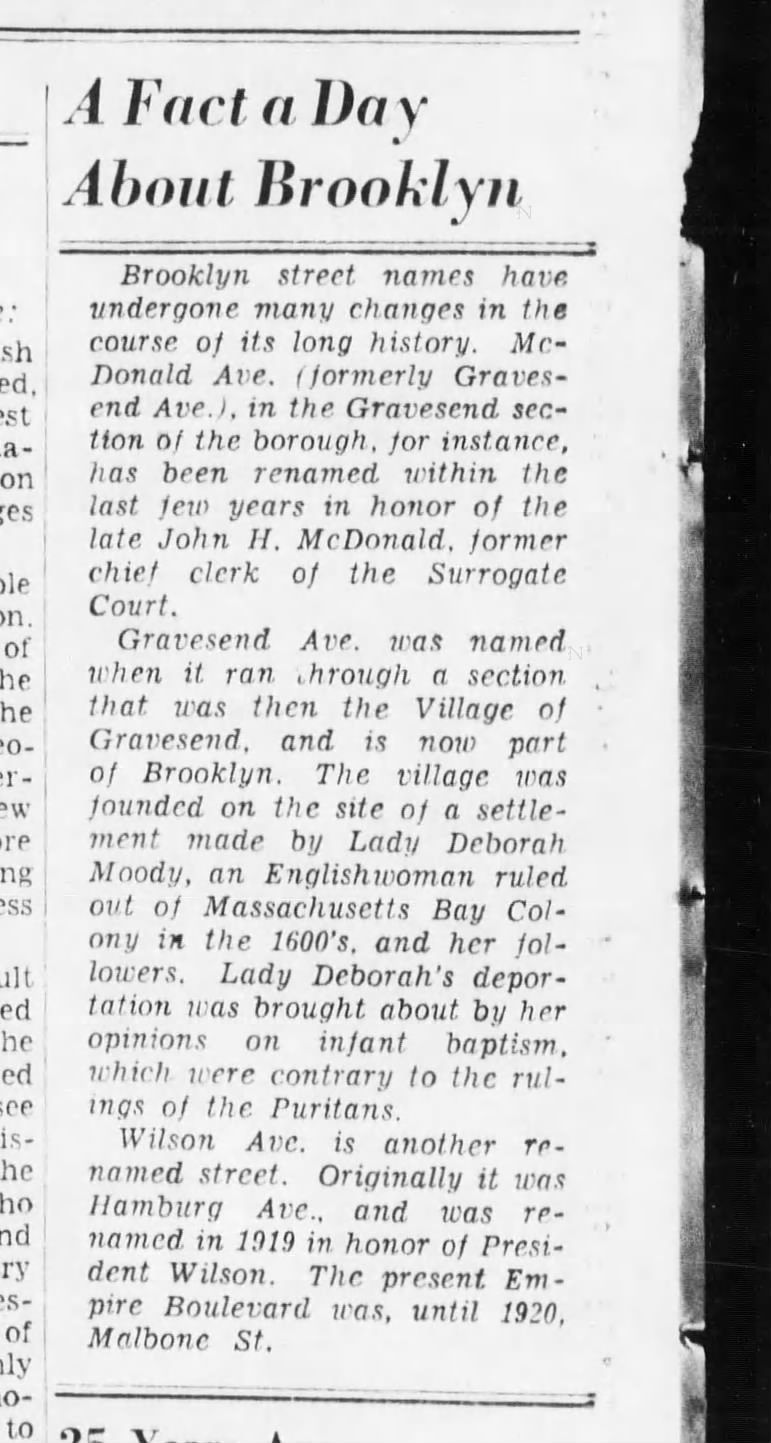 The story surrounding the renaming of Gravesend Avenue (1939)