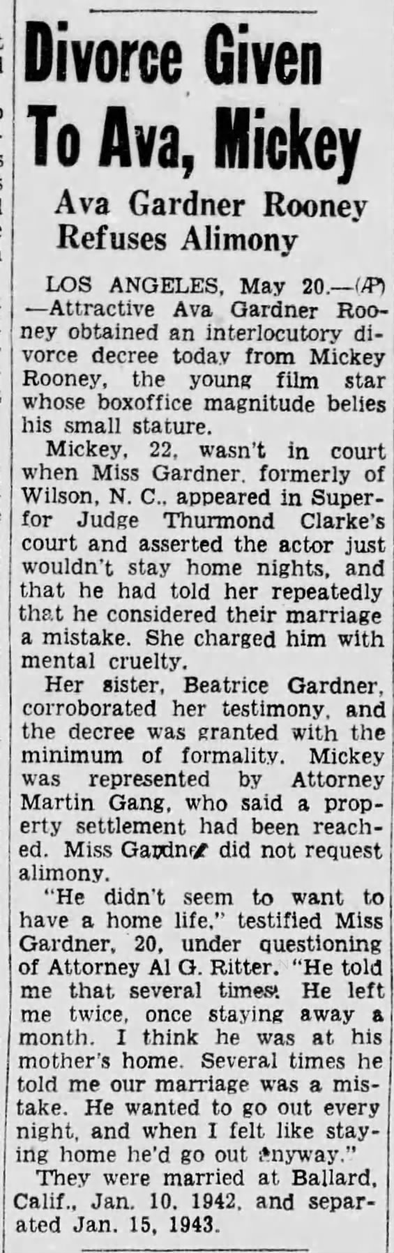 Divorce Given To Ava, Mickey