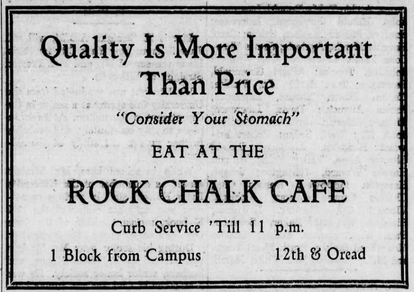 Rock Chalk Cafe [Carl Webring occupation, 1925] (1931)