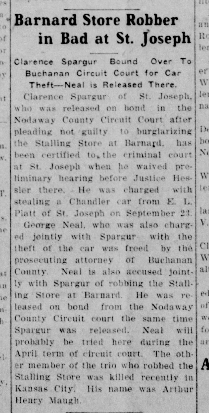 Clarence Spargur robbery 1925