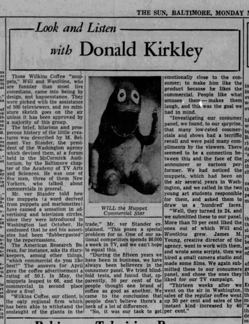 "Look and Listen with Donald Kirkley", 2 June 1958, pg 10.