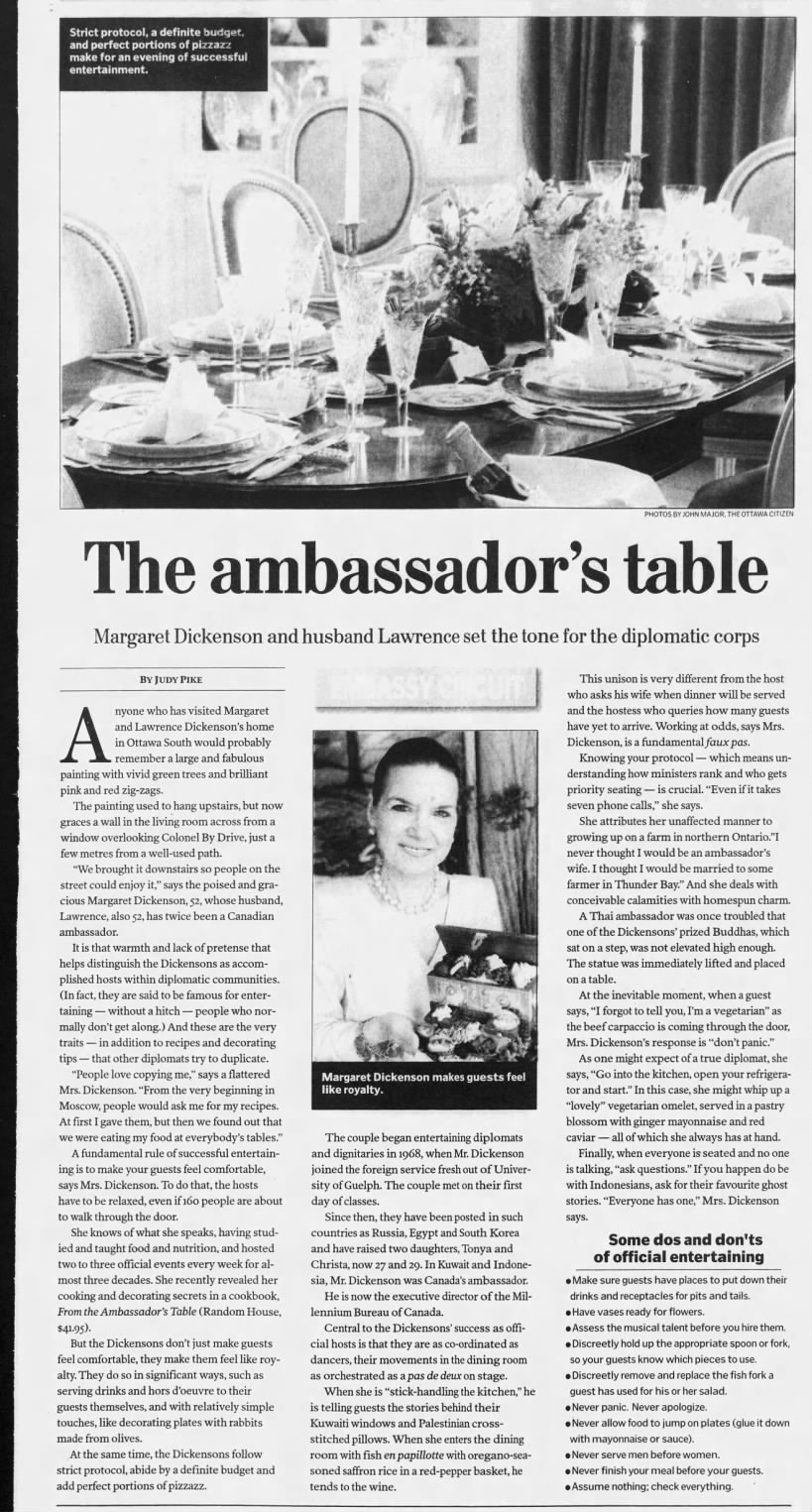 Judy Pike, "The ambassador's table."