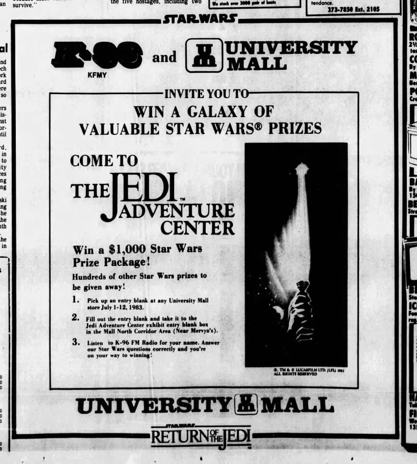 The Jedi Adventure Center ad.
