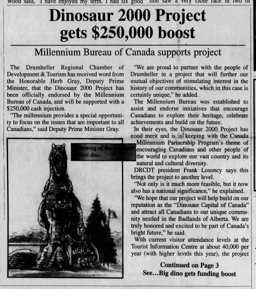 "Dinosaur 2000 Project gets $250,000 boost."
