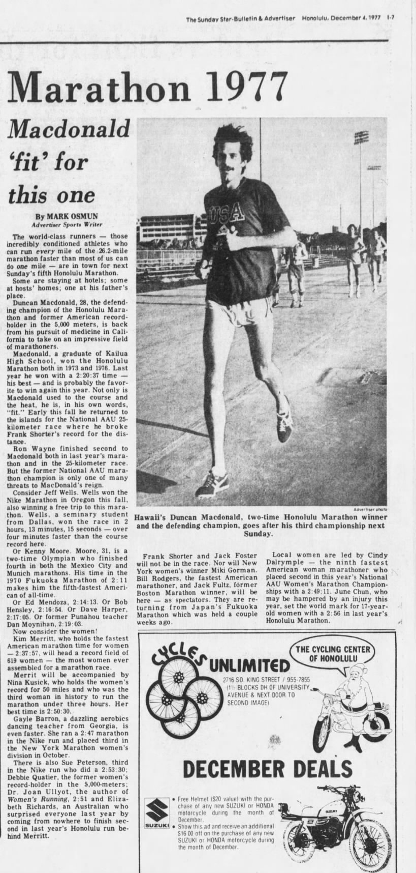 Honolulu Marathon, 1977: Macdonald 'fit' for this one