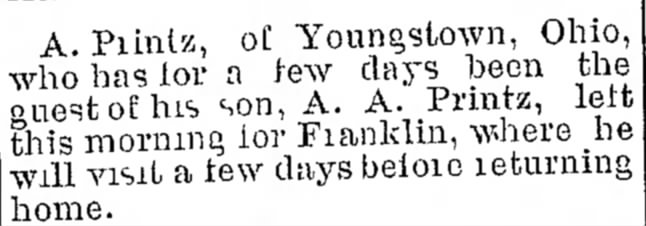 Abraham Printz of Youngstown, Ohio